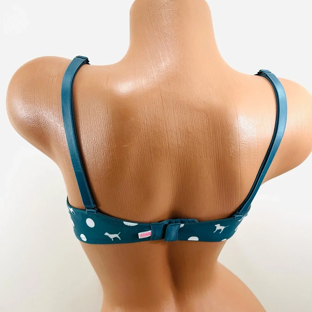 36C VS PINK Wear Everywhere Push Up Bra Polka Dots Dog Pups - Picture 3 of 9